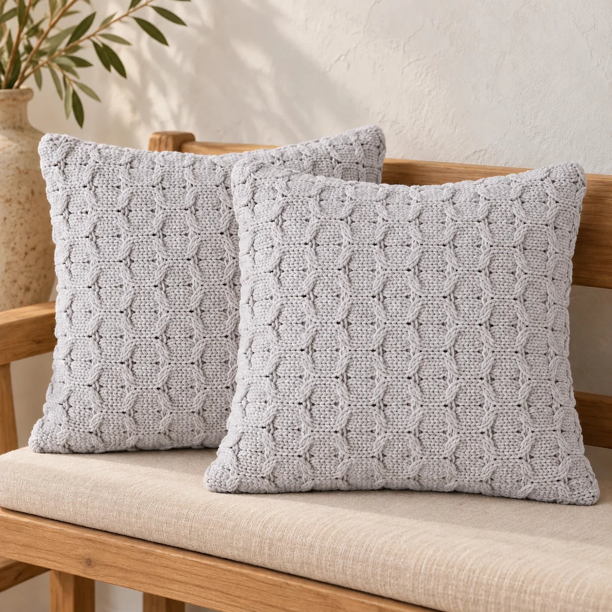Kit com 2 capas de almofada Mirelle em tom claro acinzentado