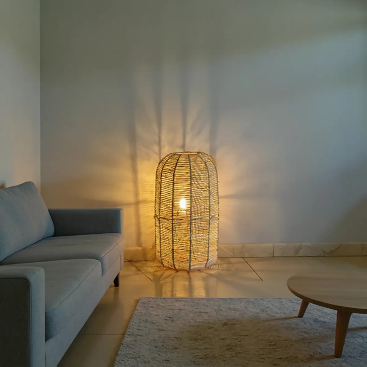 Luminária de Chão de Palha Huayna para iluminação decorativa de piso, luminária decorativa de piso