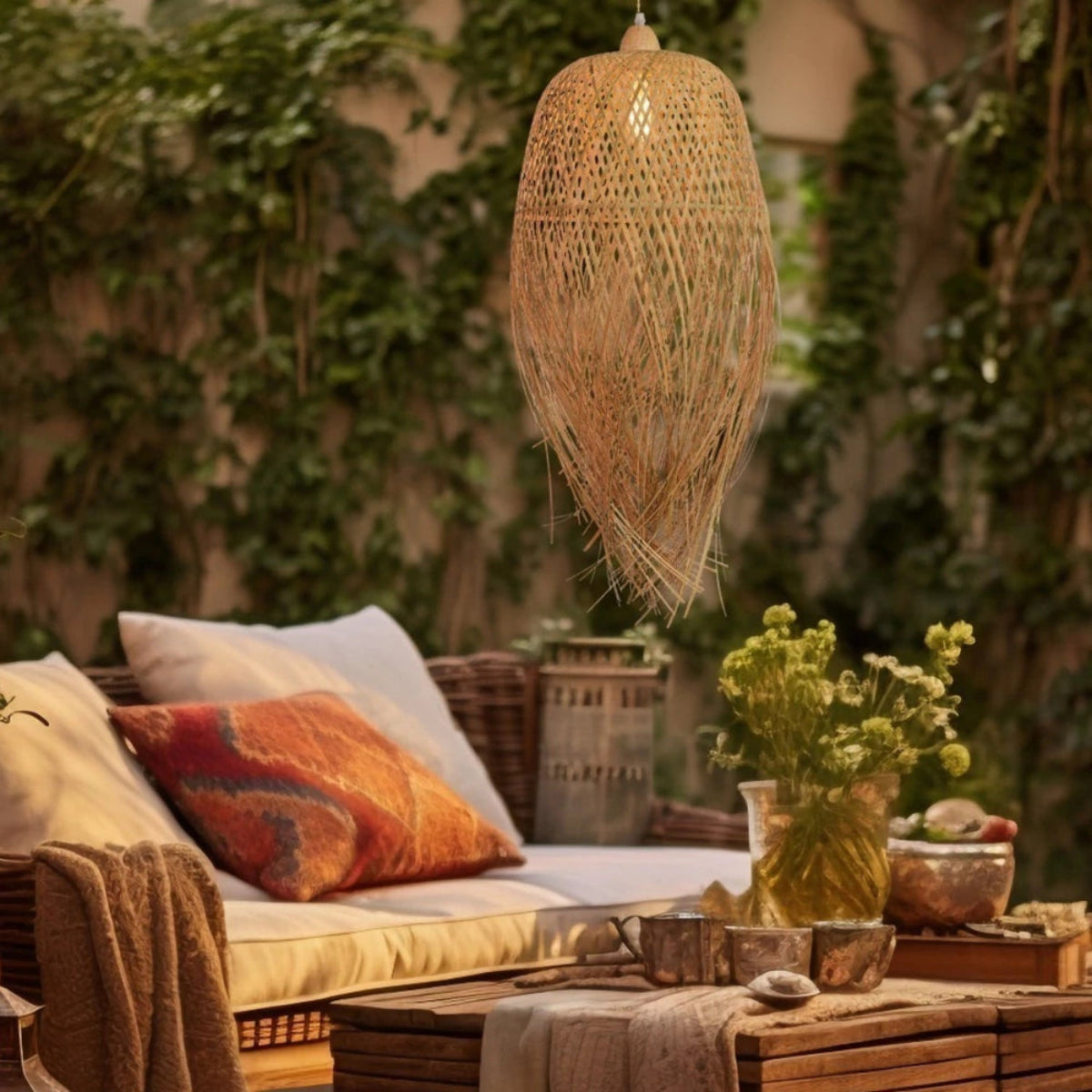 Luminária Pendente de Bambu Ayun — luminária para decoração de interiores