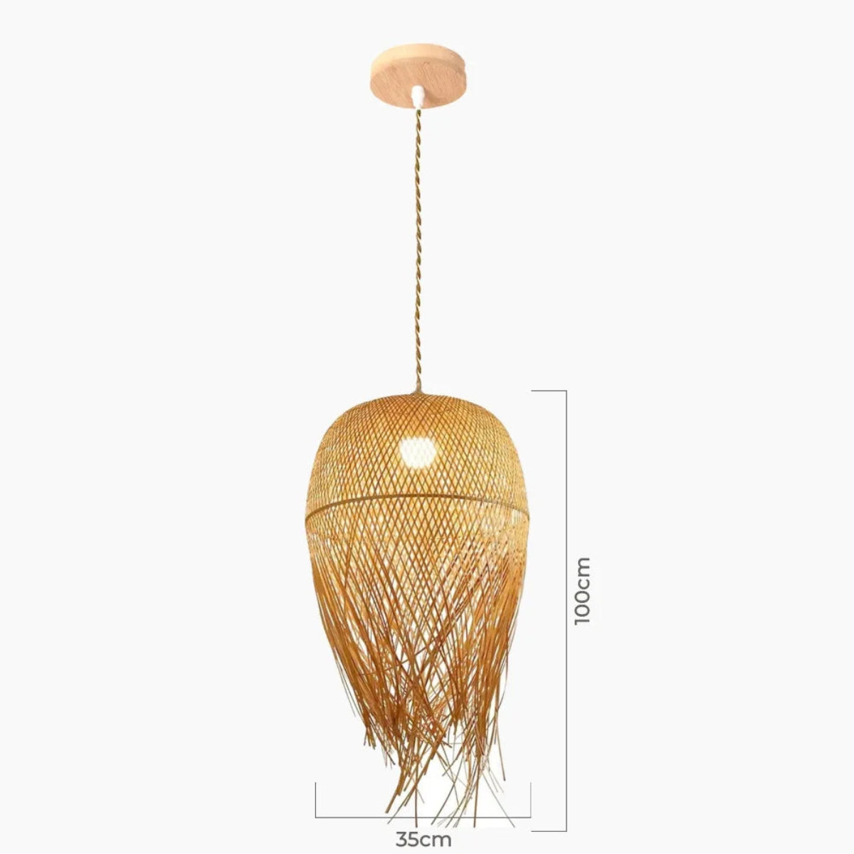 Luminária Pendente de Bambu Ayun — detalhe do acabamento e material