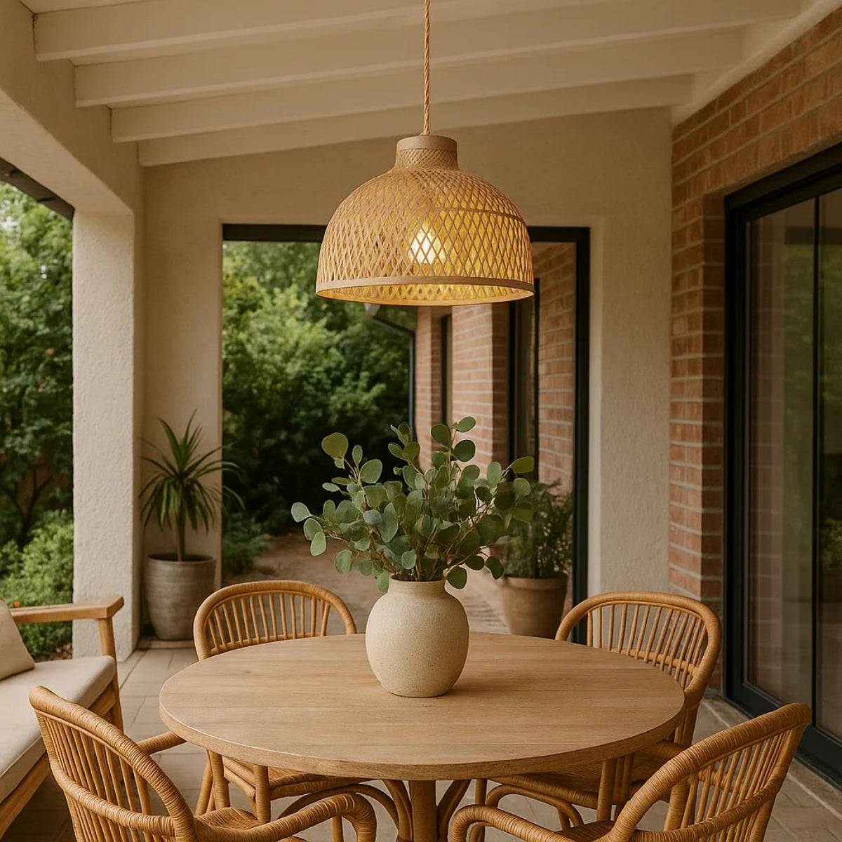 Luminária Pendente de Bambu Kora — luminária para decoração de interiores