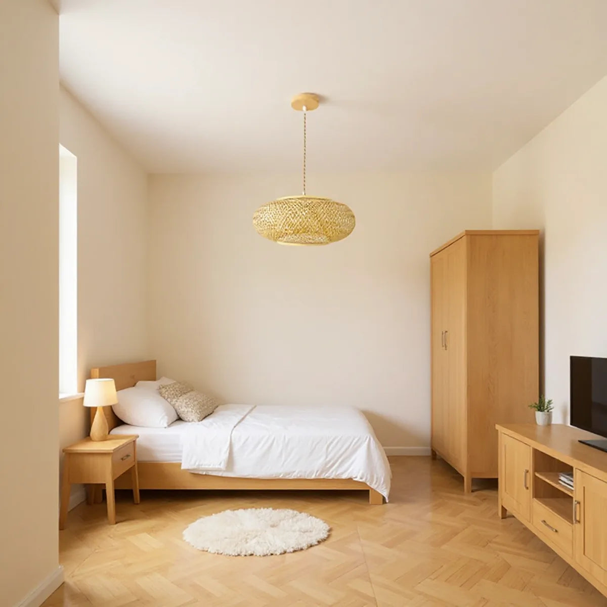 Luminária Pendente de Bambu Tayra — vista da luminária decorativa