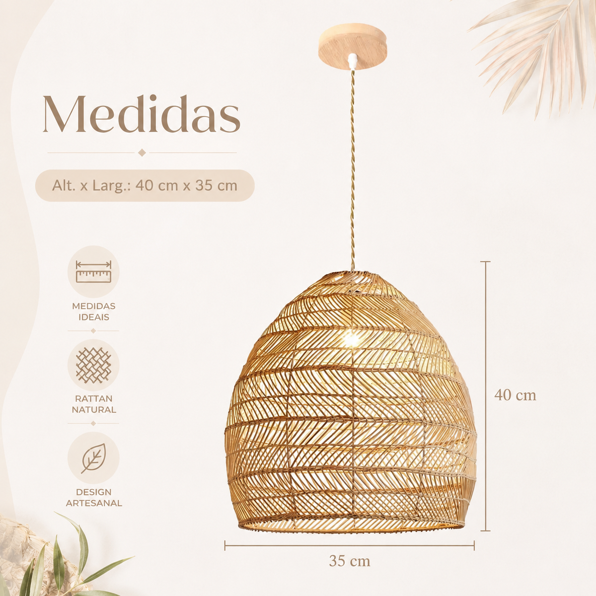 Luminária Pendente de Bambu Zaya — luminária para decoração de interiores