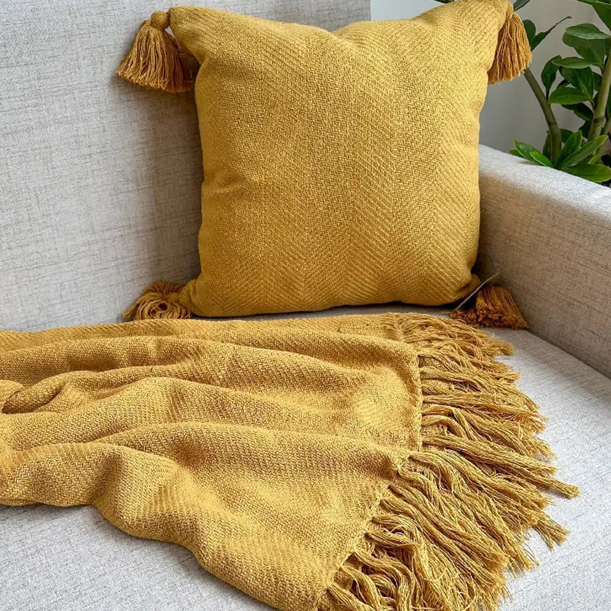 Manta para Sofá Artesanal Algodão Duna em algodão para decoração de sofá, vista do produto