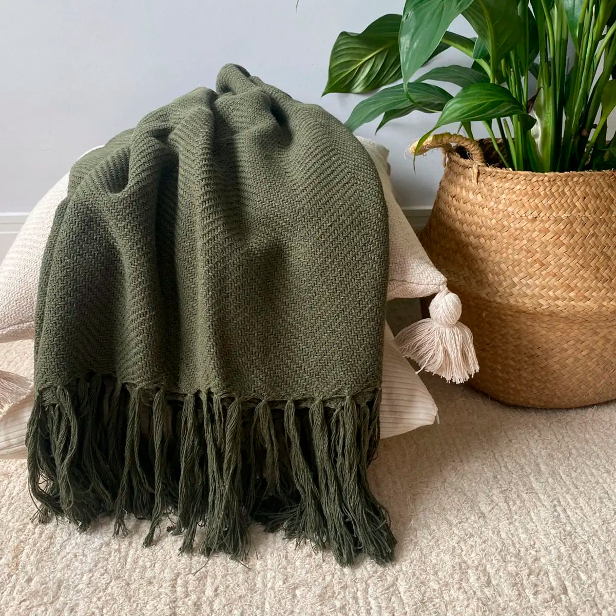 Manta para Sofá Artesanal Algodão Duna em algodão para decoração de sofá, vista do produto