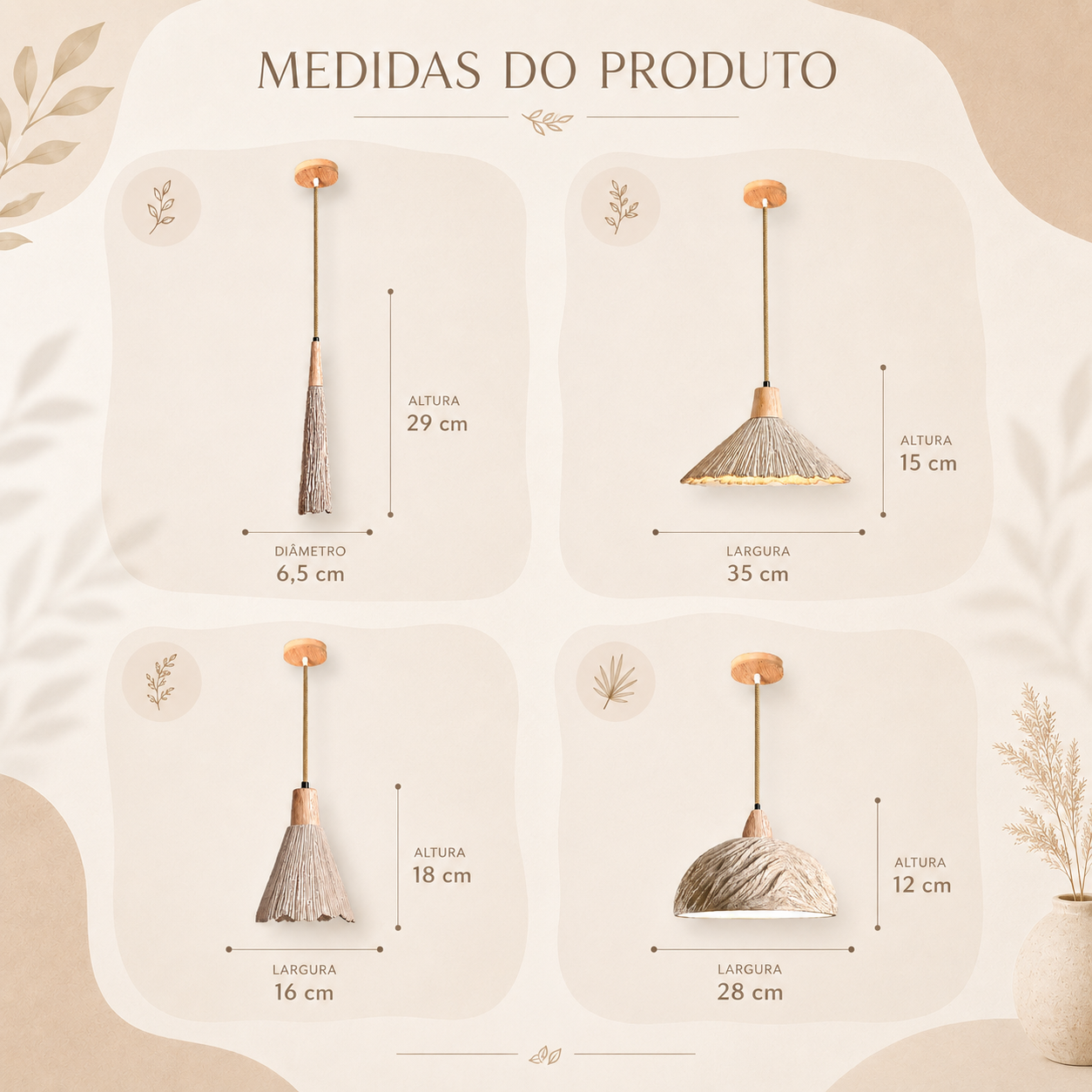 Kit 4 Luminárias Pendente de Concreto Habitat