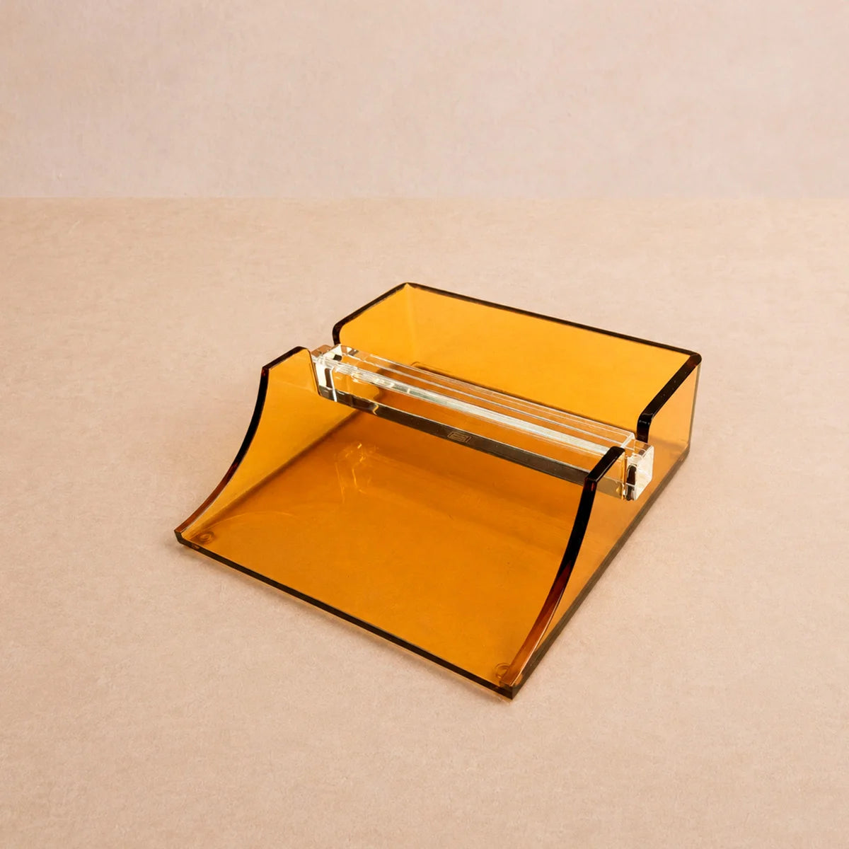 Porta-Guardanapos em Acrílico Âmbar com Haste Lumiar, acessório em acrílico para mesa posta
