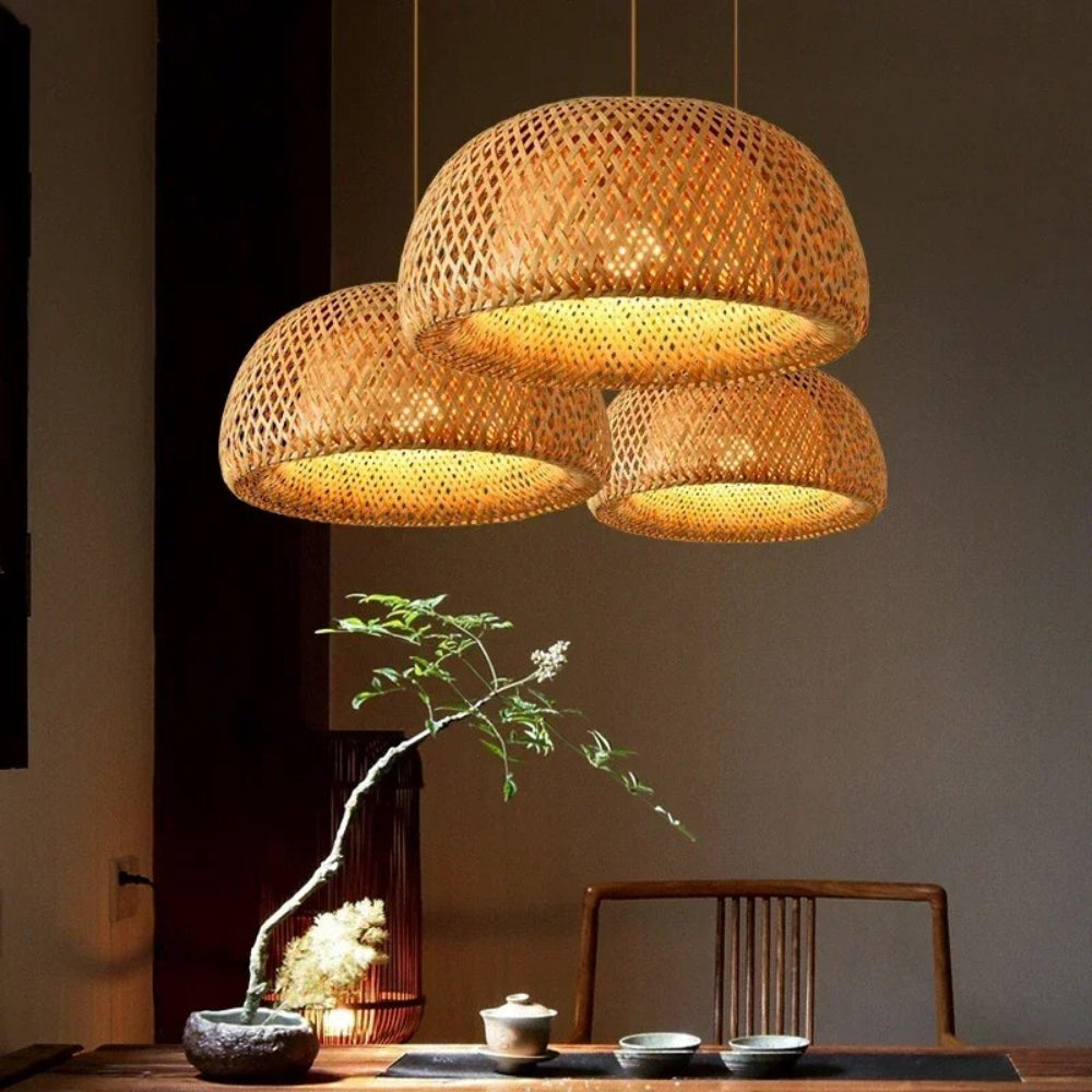 Luminária Pendente de Bambu Rattan Loom