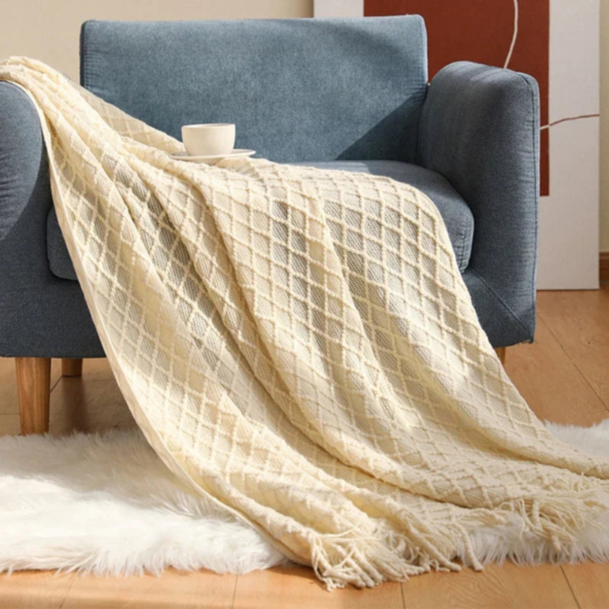 Manta para Sofá de tricô estilo Boho classic