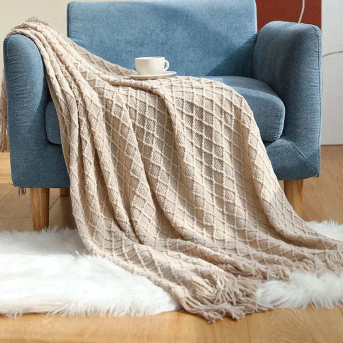 Manta para Sofá de tricô estilo Boho classic