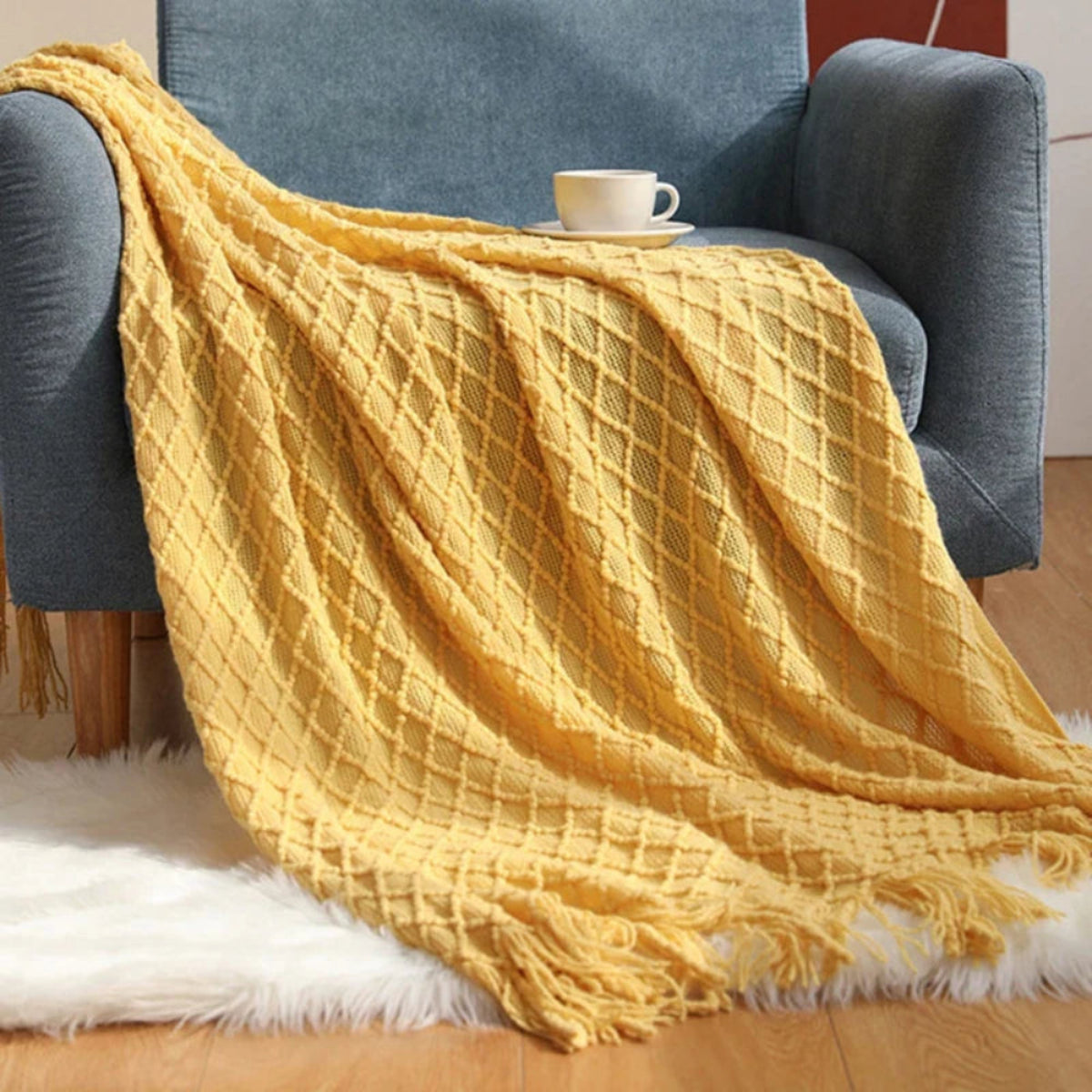 Manta para Sofá de tricô estilo Boho classic