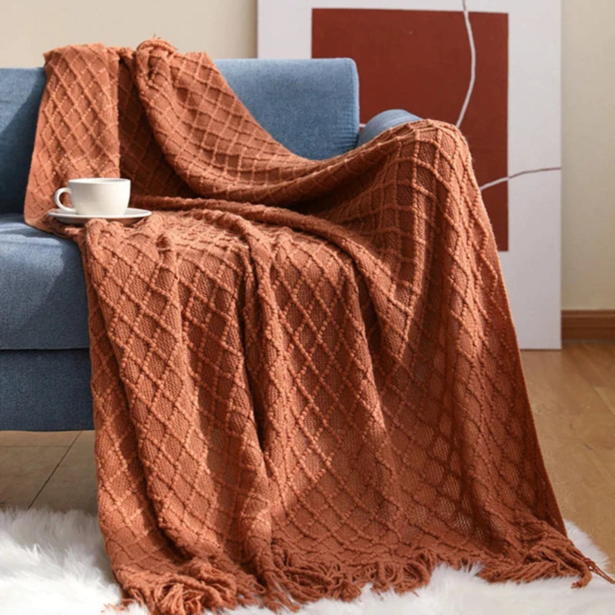 Manta para Sofá de tricô estilo Boho classic