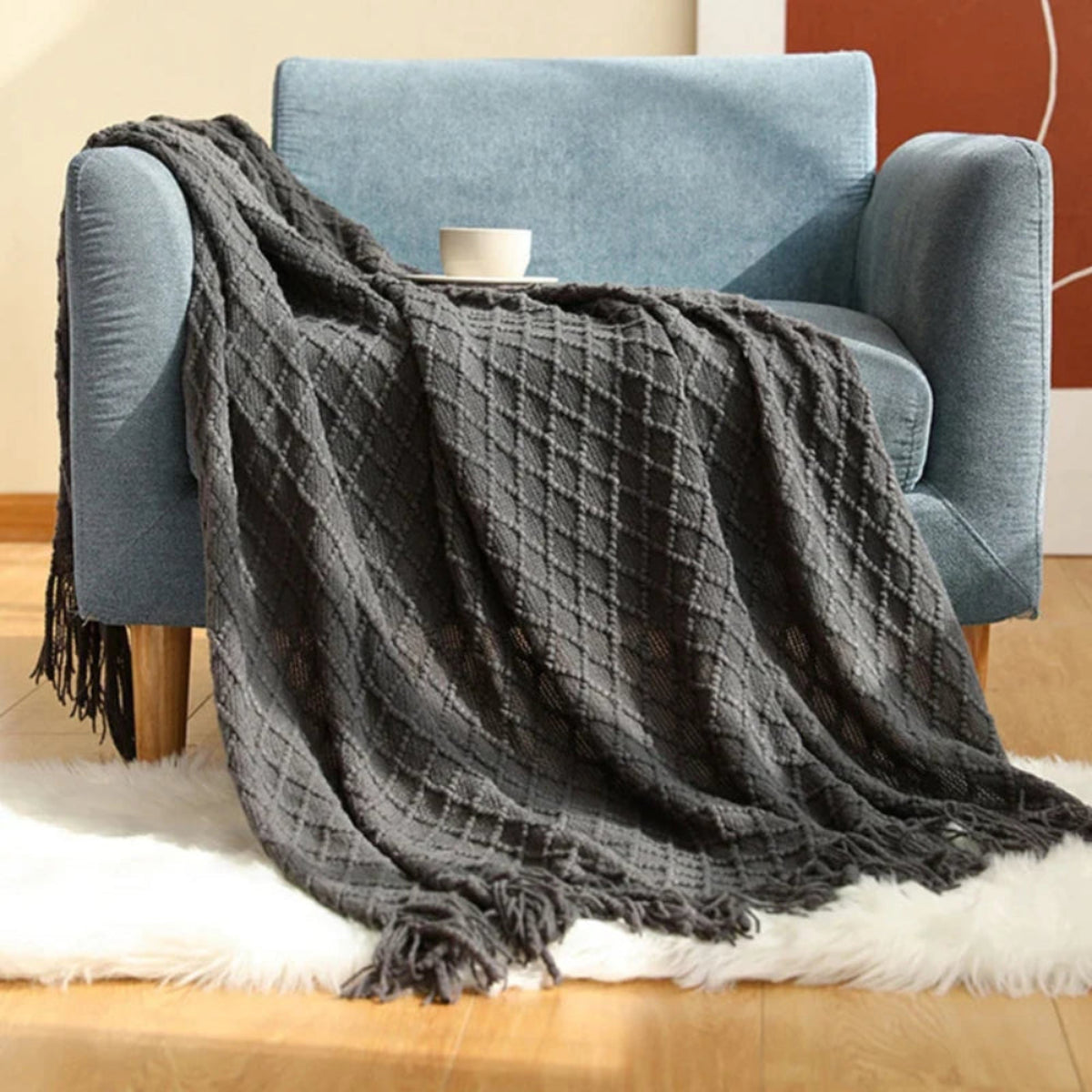 Manta para Sofá de tricô estilo Boho classic