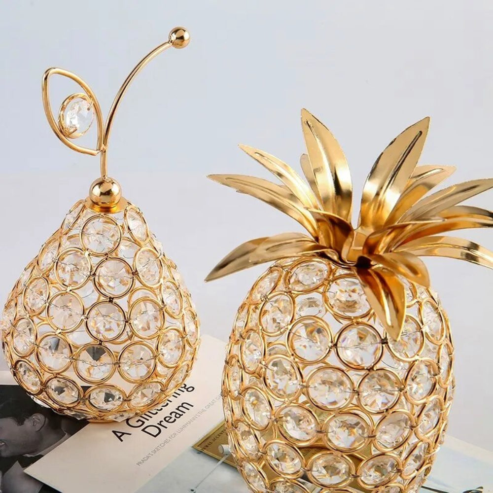 Ornamento Dourado em Cristal Frutas