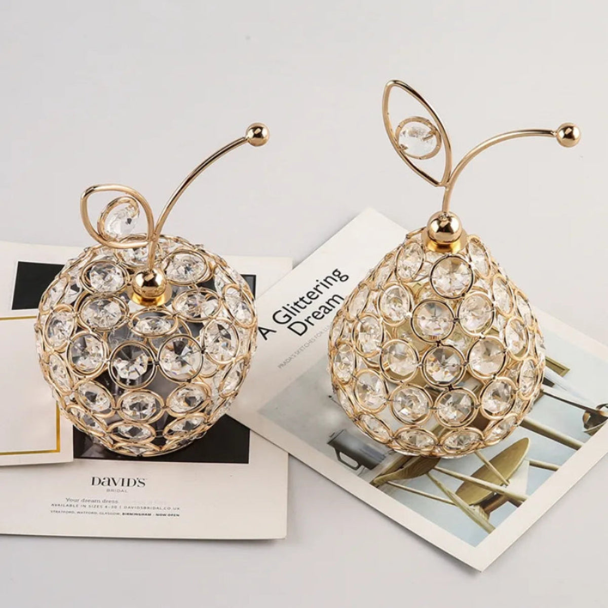 Ornamento Dourado em Cristal Frutas