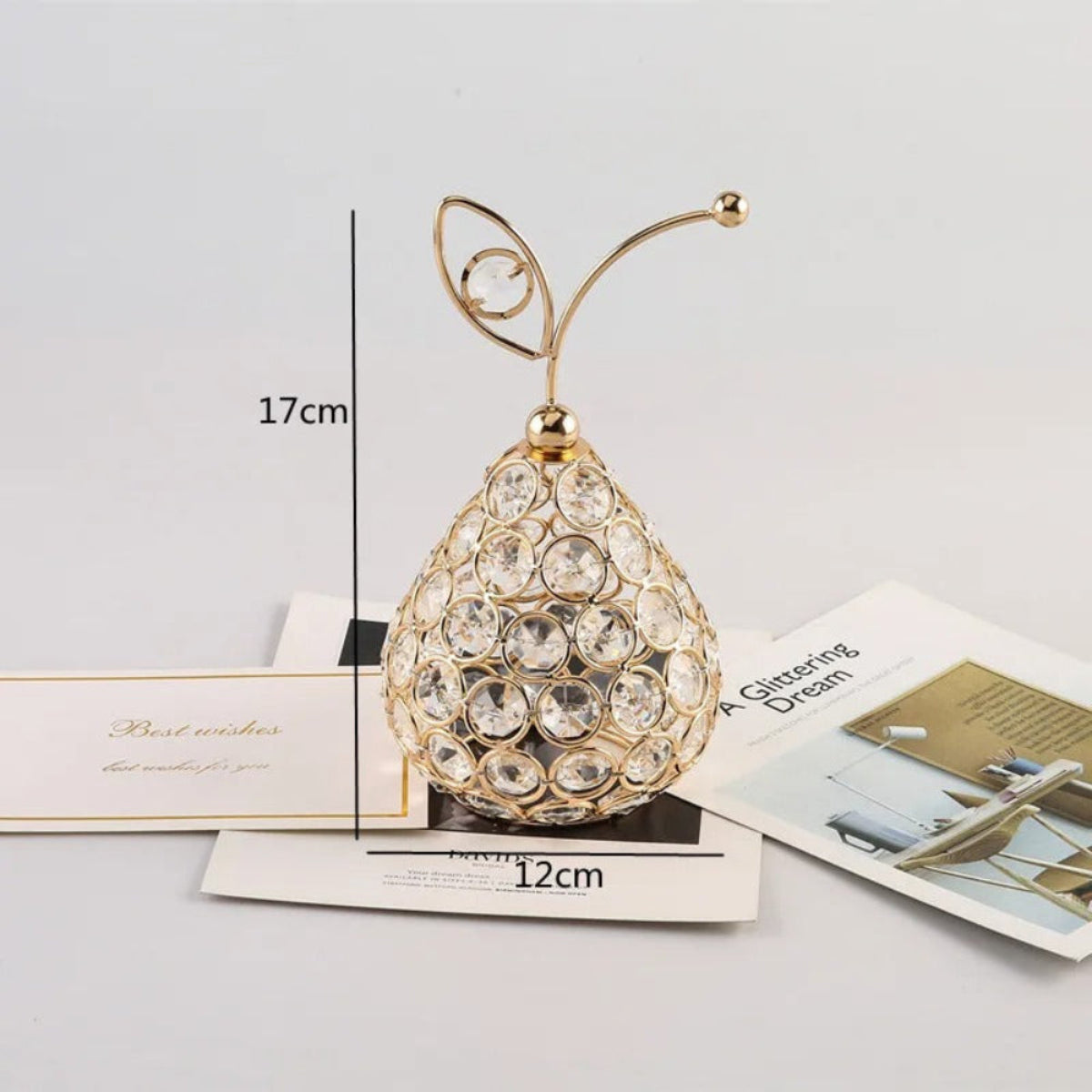 Ornamento Dourado em Cristal Frutas