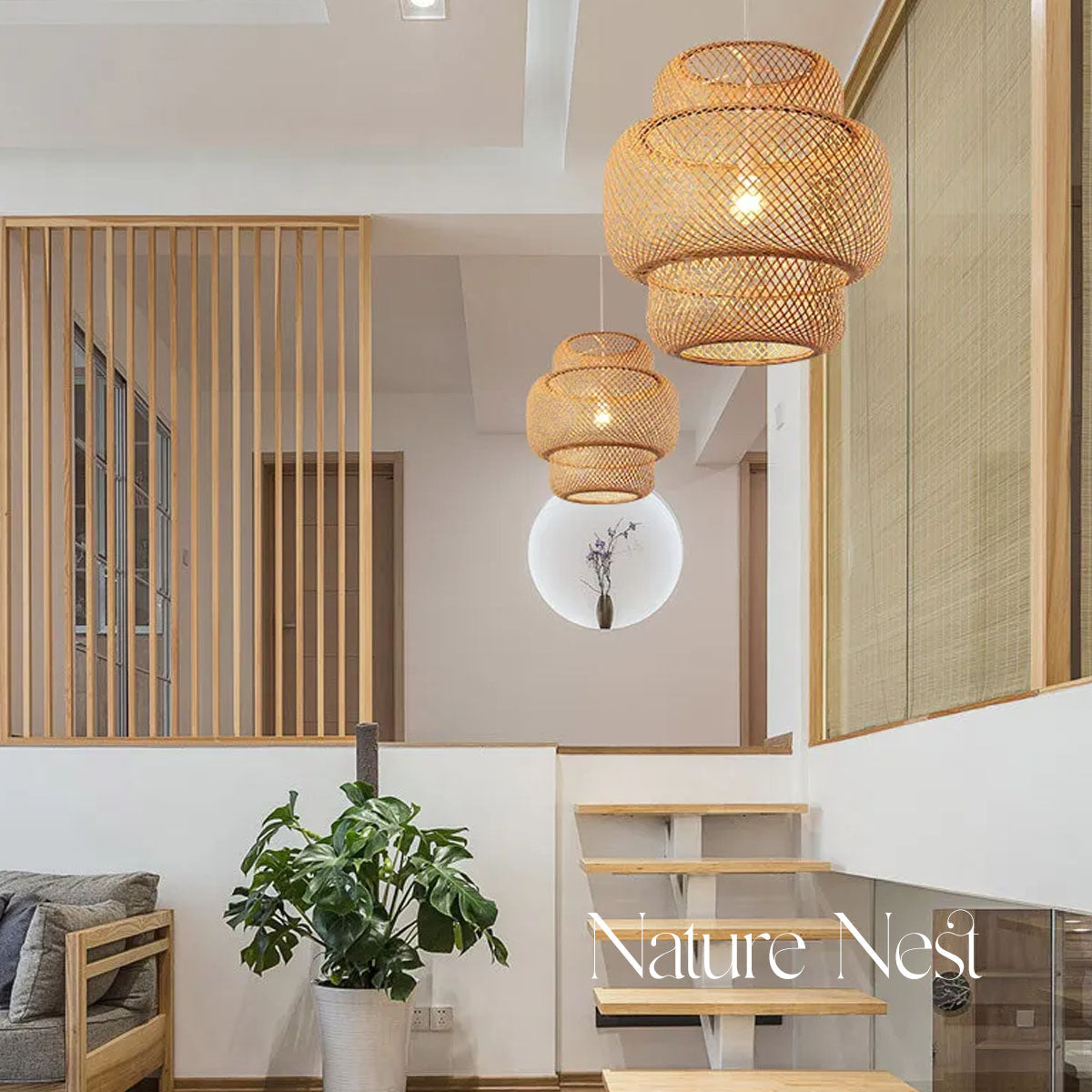 Luminária Pendente Bambu Nature Nest